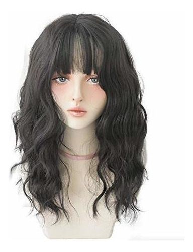 Pelucas - Urcgtsa Long Wavy With Bangs Synthetic Wigs Fo