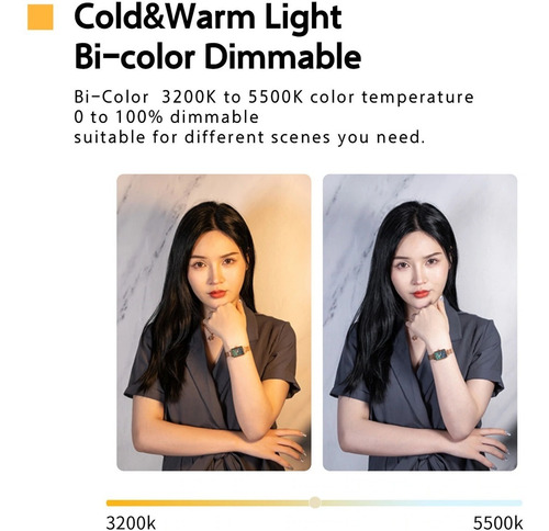 Imagen 9 de 10 de Panel Led Luz Continua Vijim Vl108 Calida/fria Batería Ínter