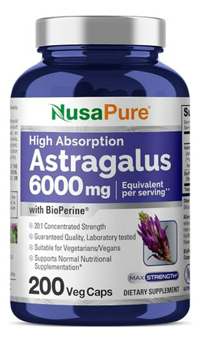 El Astrágalo 3000 Mg Por 200 Caps Veggie Cápsulas (vegetaria