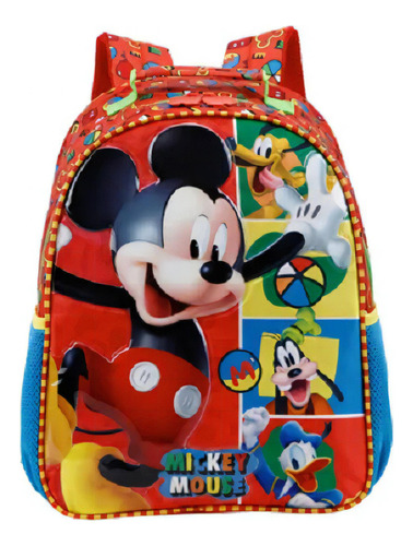 Mochila Costas G Escolar Infantil Mickey Mouse Disney Cor Vermelho Desenho Do Tecido Liso