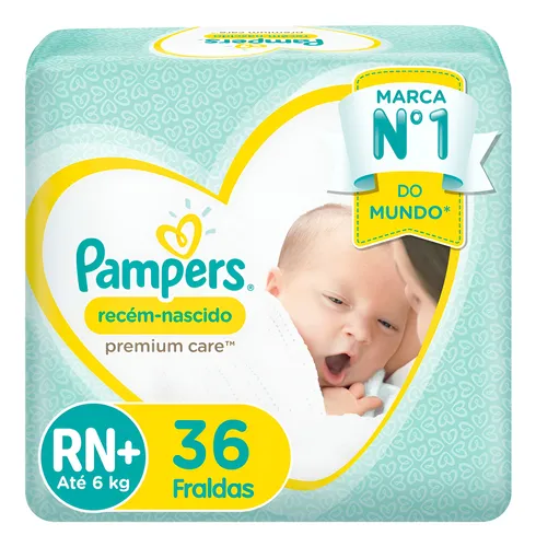 Fraldas Pampers Recém-Nascido Tamanho RN+ 36 unidades