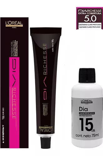 Kit Tonalizante Dia Richesse 50g - 5.0 + Revelador 15v