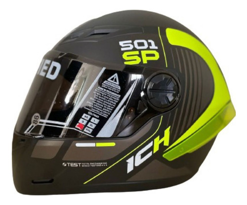 Casco Integral Para Moto Ich 501 Sp Solid Negro Mate -verde