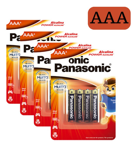 Pilha Aaa Panasonic Power Alkaline 16 Pilhas