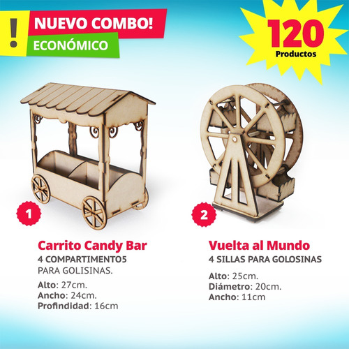 Imagen 2 de 10 de Candy Bar Fibrofacil 120 Productos Mdf Candybar Fibrofacil