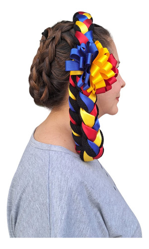 Tocado Trenzas, Para Bailable Regional, Para Niña O Mujer Color Rojo