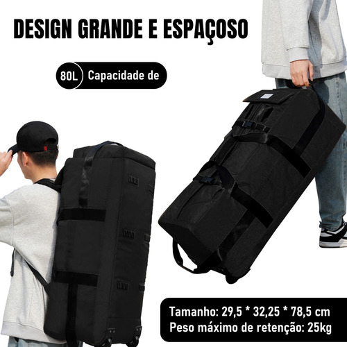 Mochila De Viagem Grande 80l Com Rodas Resistente Impermeáve
