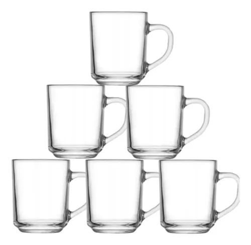 Jogo Com 6 Canecas 250ml Xicaras De Vidro Para Café Expresso