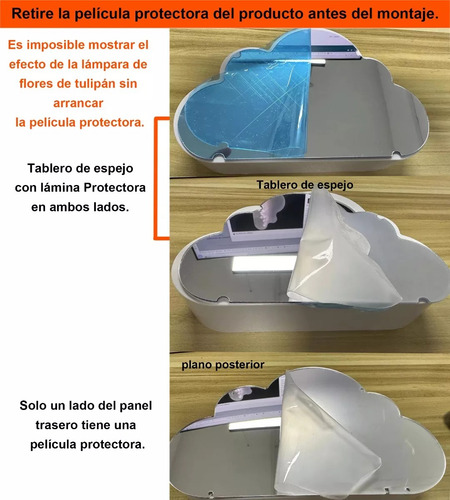 Luz Nocturna Con Espejo De Tulipán De Nube Para Dormitorio