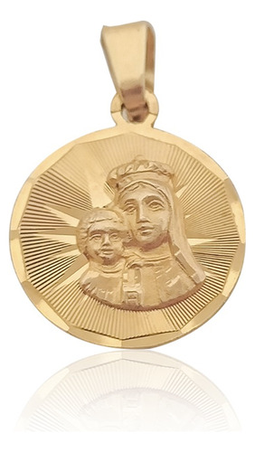 Medalla Oro 18k Laminado #296 Virgen María Grabado Dorado