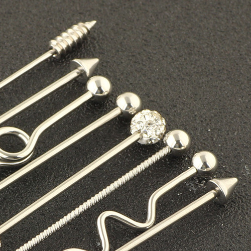 Imagem 4 de 12 de 32pcs Bola Piercing Industrial Barra Orelha Barra Brinco 14g