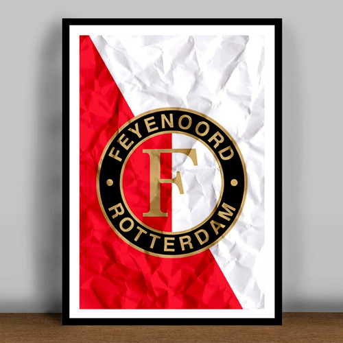 Cuadro De Escudo Feyenoord Rotterdam Listo P Colgar 30x42cm