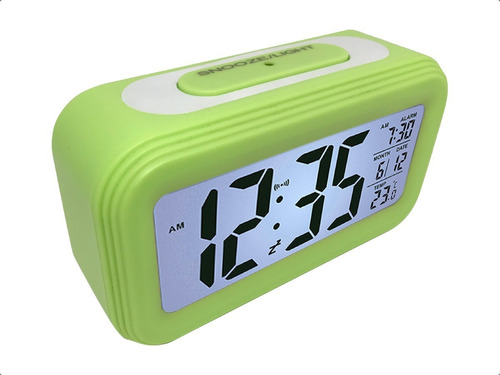 Reloj Despertador Digital Sensor Luz Alarma Temperatura Color Verde