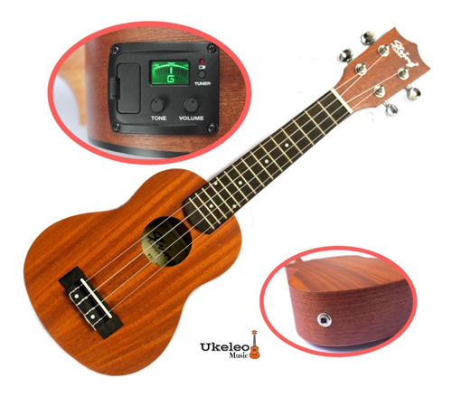 Ukelele Soprano Electroacústico Con Afinador Incorporado