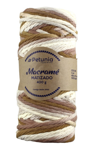 Cono Algodón Macramé Matizado 5 Mm, 400 Grs Petunia