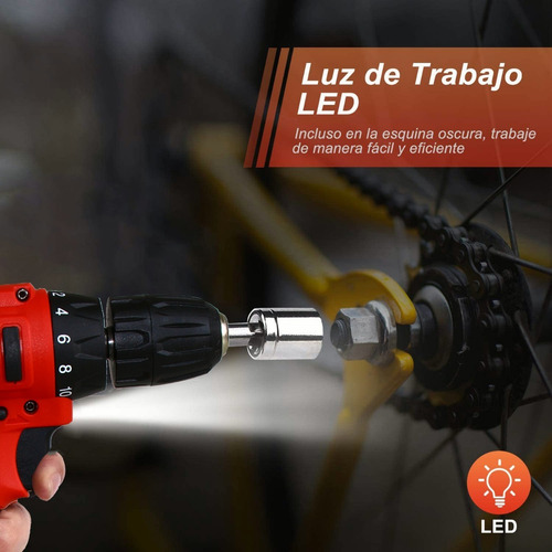 Imagen 3 de 7 de Taladro Atornillador Con Batería De Iones De Litio De 2x21v