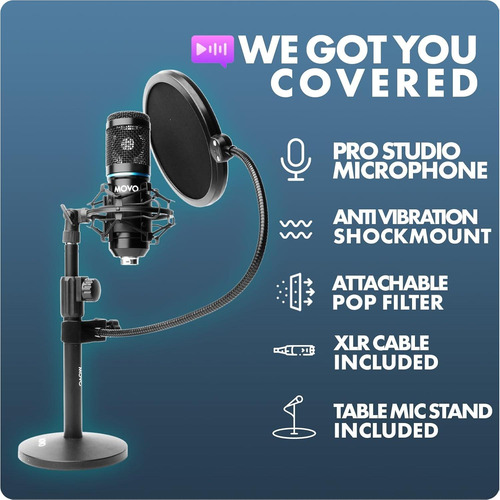 Kit De Podcast Movo Podpak2t - 2 Micrófonos Cardioides +