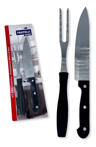 Fratelli Inox Blanc & Noir kit churrasco 2 peças profissional cor preto