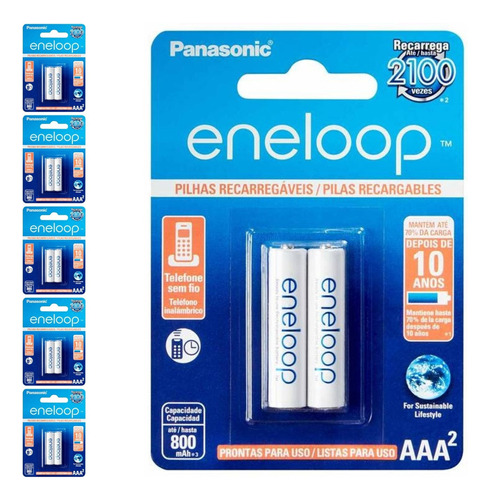 12 Pilhas Recarregaveis Eneloop Std Aaa 3a Panasonic 6 Cart