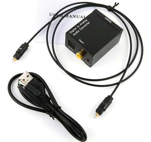 Imagen 1 de 5 de Kit Convertidor Audio Digital A Analogo Rca + Cable Toslink