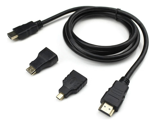 Cable Hdmi 3 En 1 Con Adaptadores Mini Hdmi Micro Hdmi