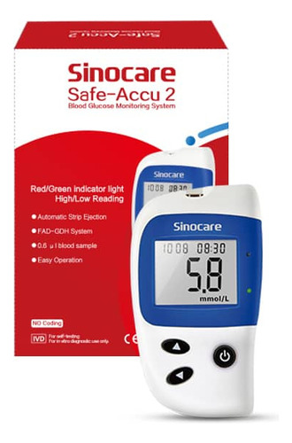 Glucometro Digital Sinocare 50 Tiras Reactivas + 50 Lancetas