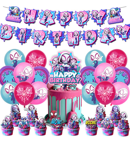Globos De Cumpleaños Decoración Spider Gwen Fiesta Temática