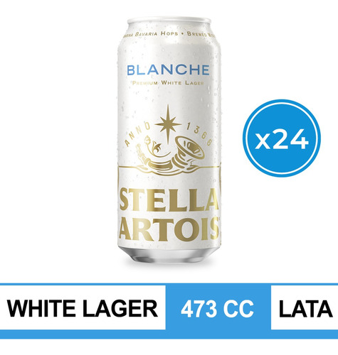 Cerveza Stella Artois Blanche 473ml Pack X 24 Uni