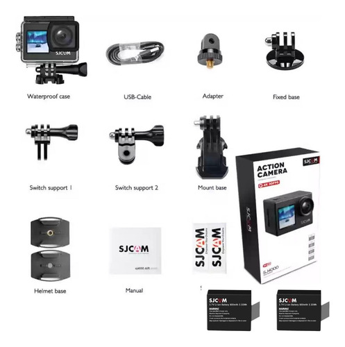 Kit Cámara 4k Sjcam Sj4000 Pantalla Doble Más 2 Baterías