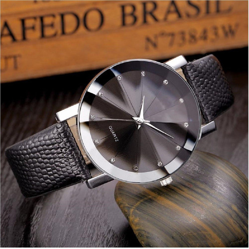 Relógio Feminino Social Quartz Pulseira Couro Preta