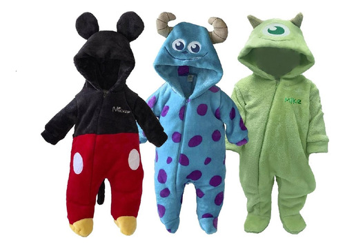 Kit 3 Mamelucos Disney Mickey, Sulley, Mike A Precio De 2