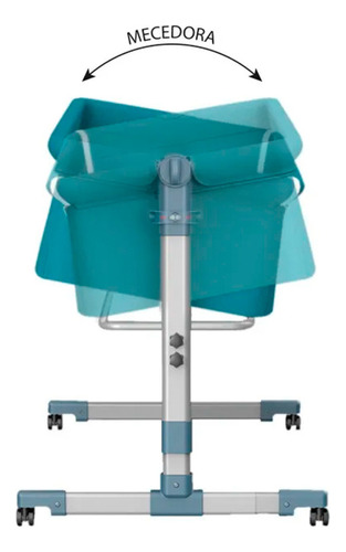 Bebeglo Cuna Mecedora Antireflujo Adherible Colchón Azul Color Turquesa