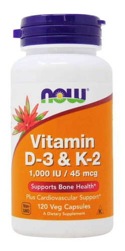 Vitamina D3 1000 Iu & K2 45 Mcg Now 120 Cápsulas Sellado