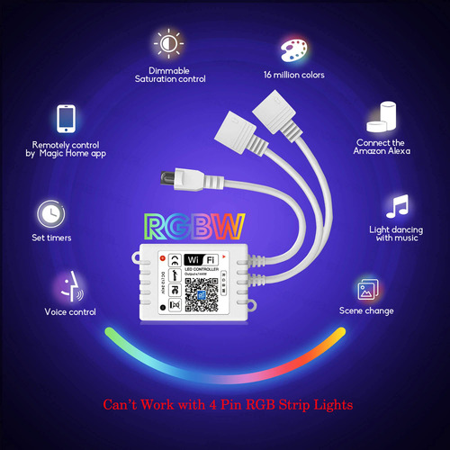 Controlador Led Wifi Rgbw Gidealed Smart De 2 Salidas Y 5 Pi