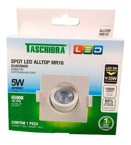 Spot Led Emb.quadrado Alltop Mr16 5w 6500k - Taschibra.