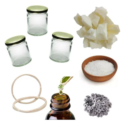 Kit Cera De Soja Para Hacer Velas + Frascos De 200cc X10