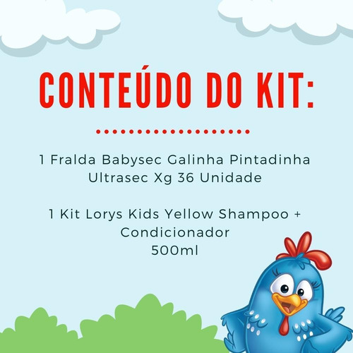 Imagem 4 de 4 de Kit Lorys Kids Yellow Sh+co + Fralda Babysec Ultrasec Xg 36u