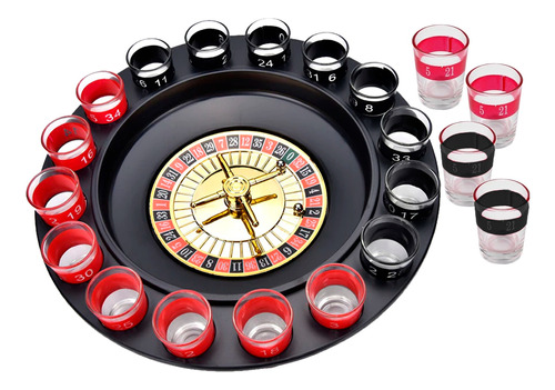 Jogo Cassino Roleta Shot Com 16 Copos De Vidro Bebida Drink