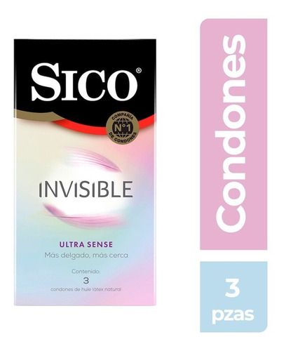 Condones Sico Invisible Ultra Sense 3 Piezas