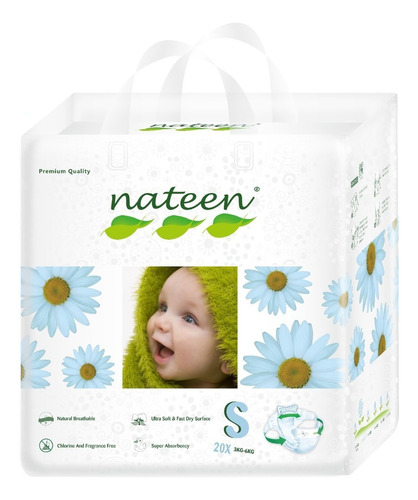 Caja Pañal Ecológico Premium  Nateen (160 Uni Talla S) Género Sin género Tamaño S