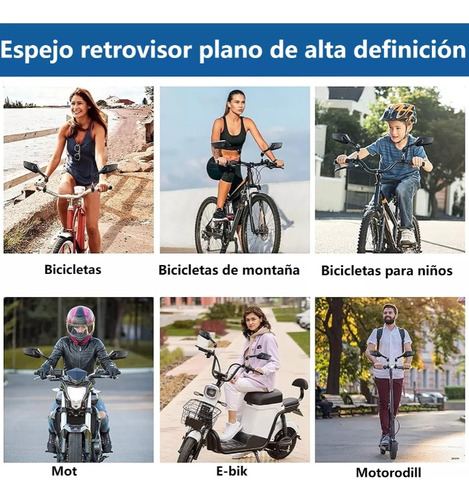 1par Espejos Retrovisores De Seguridad Para Bicicleta Y Moto