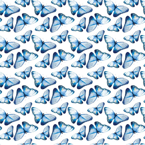 Papel De Parede Adesivo Borboletas Azuis 2,70x0,57m