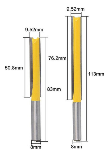 Bits De Roteador Reto Extra Longo 76.2mm