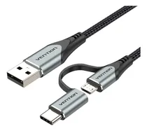 Comprar Cable Vention 2 En 1 - Usb A Usb C + Micro Usb B - Carga Rapida 3a - 0.50 Metros Aluminio Y Trenzado - Negro - Cargador Y Datos 480 Mbps - Para Pc Notebook Macbook Celular Tablet Auriculares - Cqehd