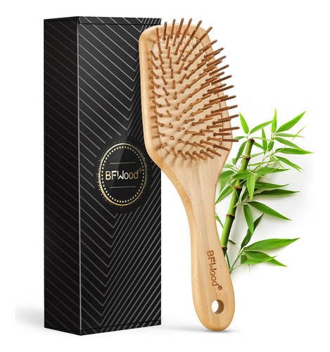 Bfwood Bamboo Paddle Hairbrush Con Cerdas De Bambú Para Masa