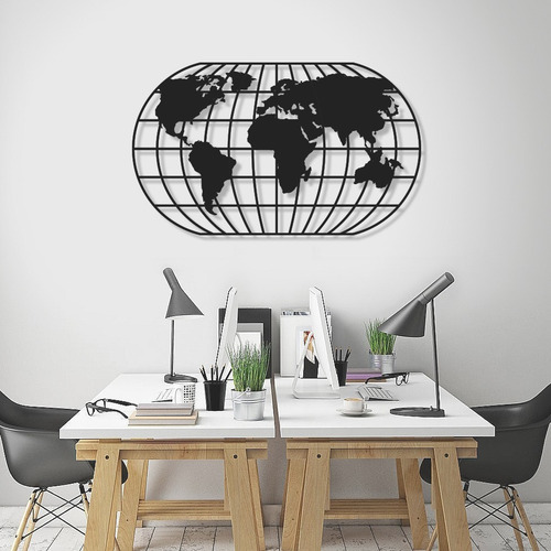 Imagen 4 de 9 de Cuadro En Madera Calada Mapamundi Planisferio 70cm X 120cm