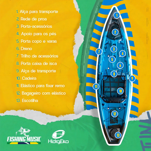 Kayak de pesca tuna pro Hydro 2 Eko con remo y silla color medianoche