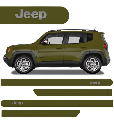 Jogo Frisos Laterais Jeep Renegade 2015 2016 Verde Comando