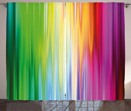 Conjunto De Cortinas Con Motivo De Arco Iris, 108 X 84 Cm, 2