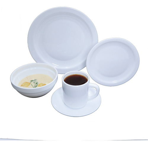 Vajilla De 20 Pzs Moderna De Vidrio Opal 4 Personas Blanco Vajilla Redonda